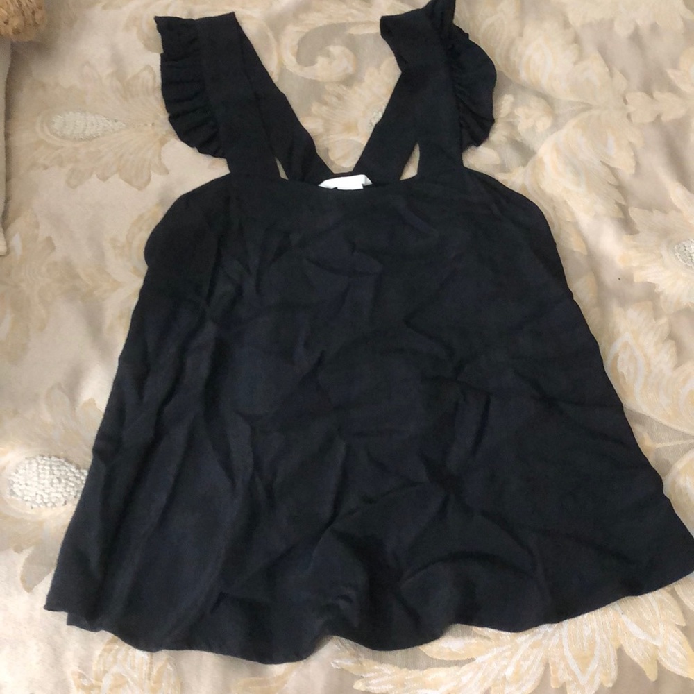 H&M black ruffle sleeve tank NWT